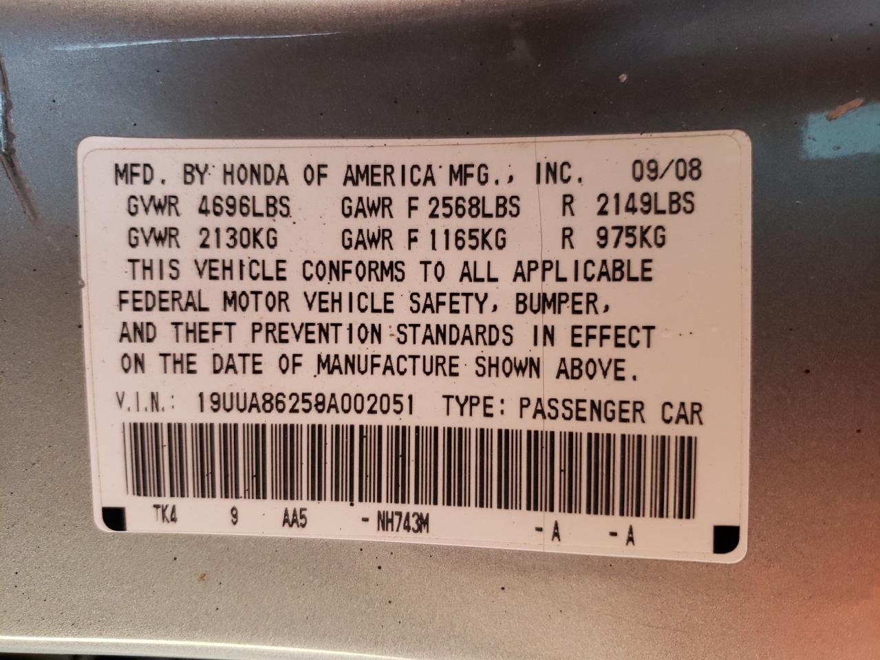 Photo 10 from auction – 2009 ACURA TL with VIN 19UUA86259A002051