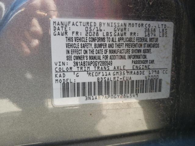Photo 10 from auction – 2016 NISSAN SENTRA S with VIN 3N1AB7AP0GY286549