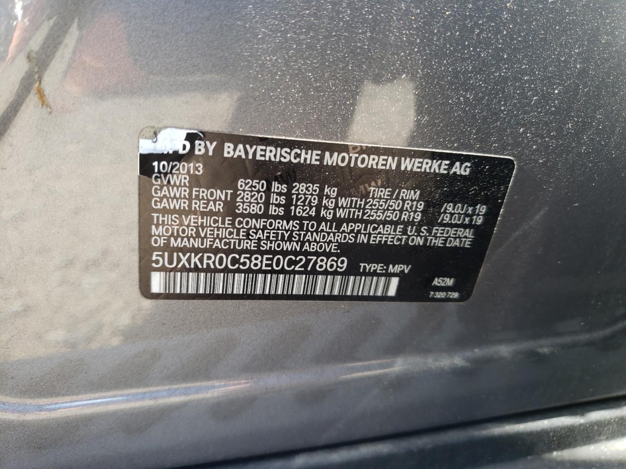 Photo 10 from auction – 2014 BMW X5 XDRIVE3 with VIN 5UXKR0C58E0C27869