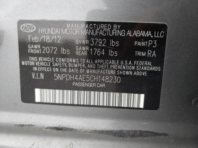 Photo 10 from auction – 2012 HYUNDAI ELANTRA GL with VIN 5NPDH4AE5CH148230