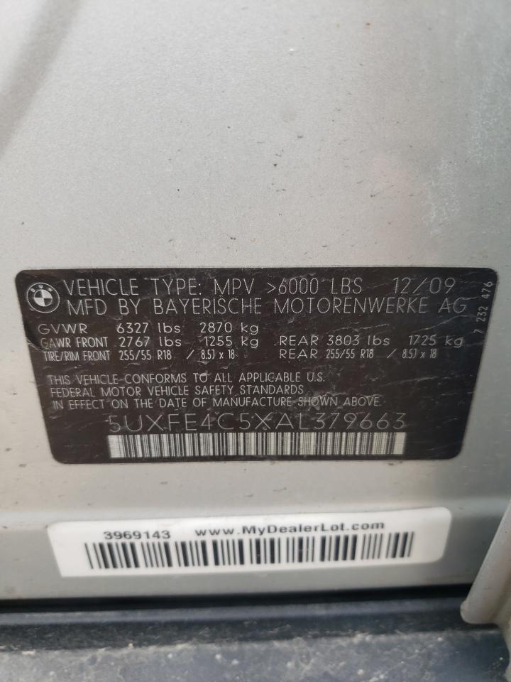 Photo 10 from auction – 2010 BMW X5 XDRIVE3 with VIN 5UXFE4C5XAL379663