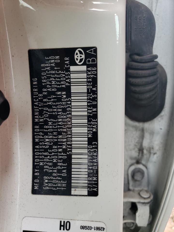 Photo 10 from auction – 2019 TOYOTA COROLLA L with VIN 5YFBURHE0KP919345