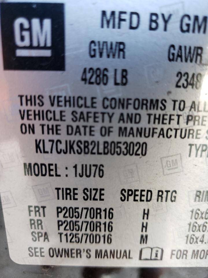 Photo 10 from auction – 2020 CHEVROLET TRAX LS with VIN KL7CJKSB2LB053020