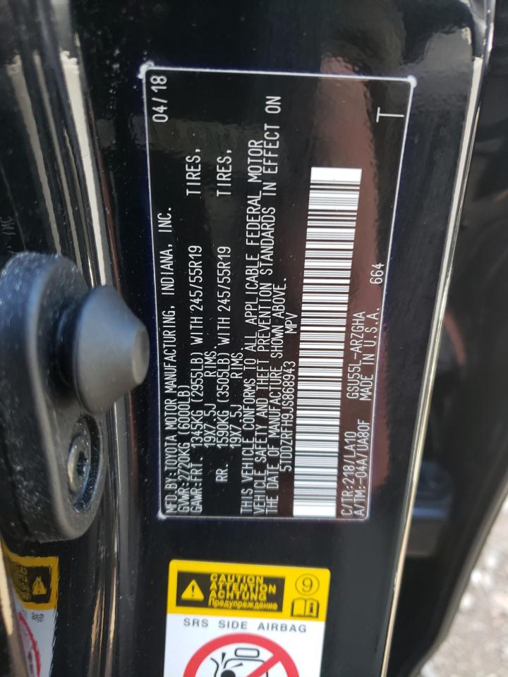Photo 10 from auction – 2018 TOYOTA HIGHLANDER with VIN 5TDDZRFH9JS868943