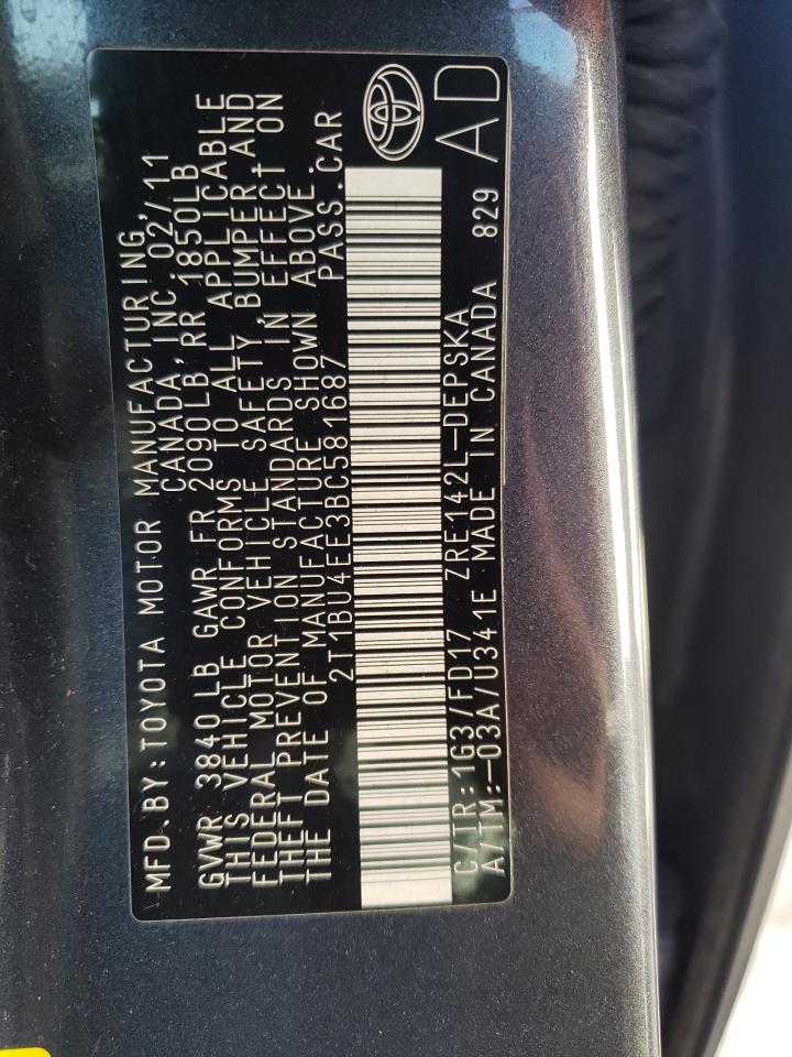 Photo 10 from auction – 2011 TOYOTA COROLLA BA with VIN 2T1BU4EE3BC581687