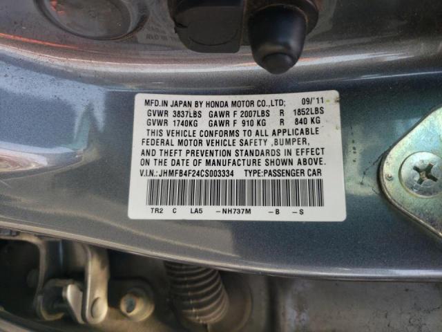 Photo 10 from auction – 2012 HONDA CIVIC HYBR with VIN JHMFB4F24CS003334