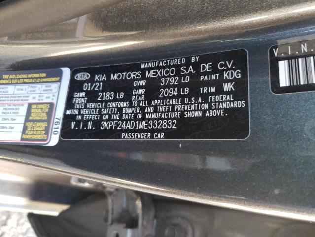 Photo 10 from auction – 2021 KIA FORTE FE with VIN 3KPF24AD1ME332832