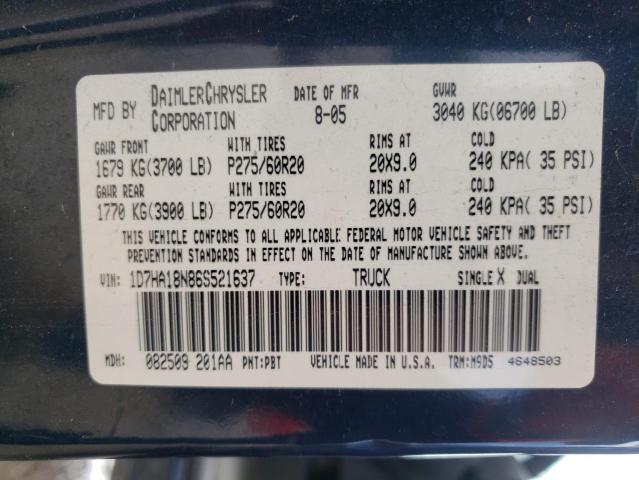 Photo 10 from auction – 2006 DODGE RAM 1500 S with VIN 1D7HA18N86S521637