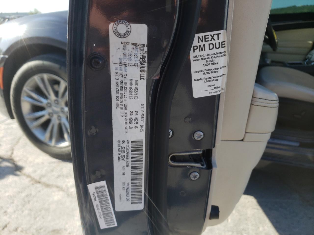 Photo 10 from auction – 2016 CHRYSLER 300C with VIN 2C3CCAEG3GH127996