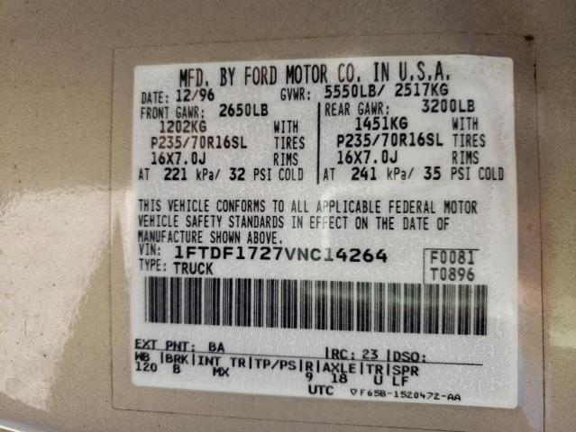 Photo 10 from auction – 1997 FORD F150 with VIN 1FTDF1727VNC14264