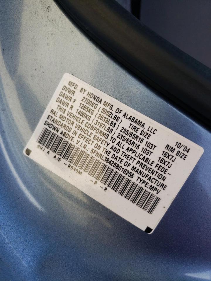 Photo 10 from auction – 2005 HONDA ODYSSEY EX with VIN 5FNRL38425B018256