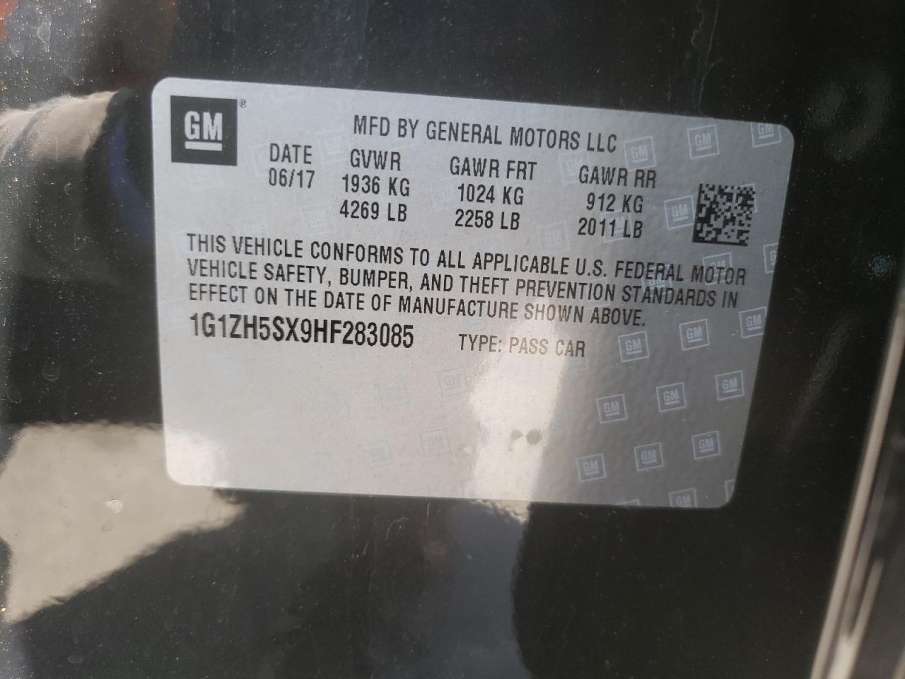 Photo 10 from auction – 2017 CHEVROLET MALIBU PRE with VIN 1G1ZH5SX9HF283085