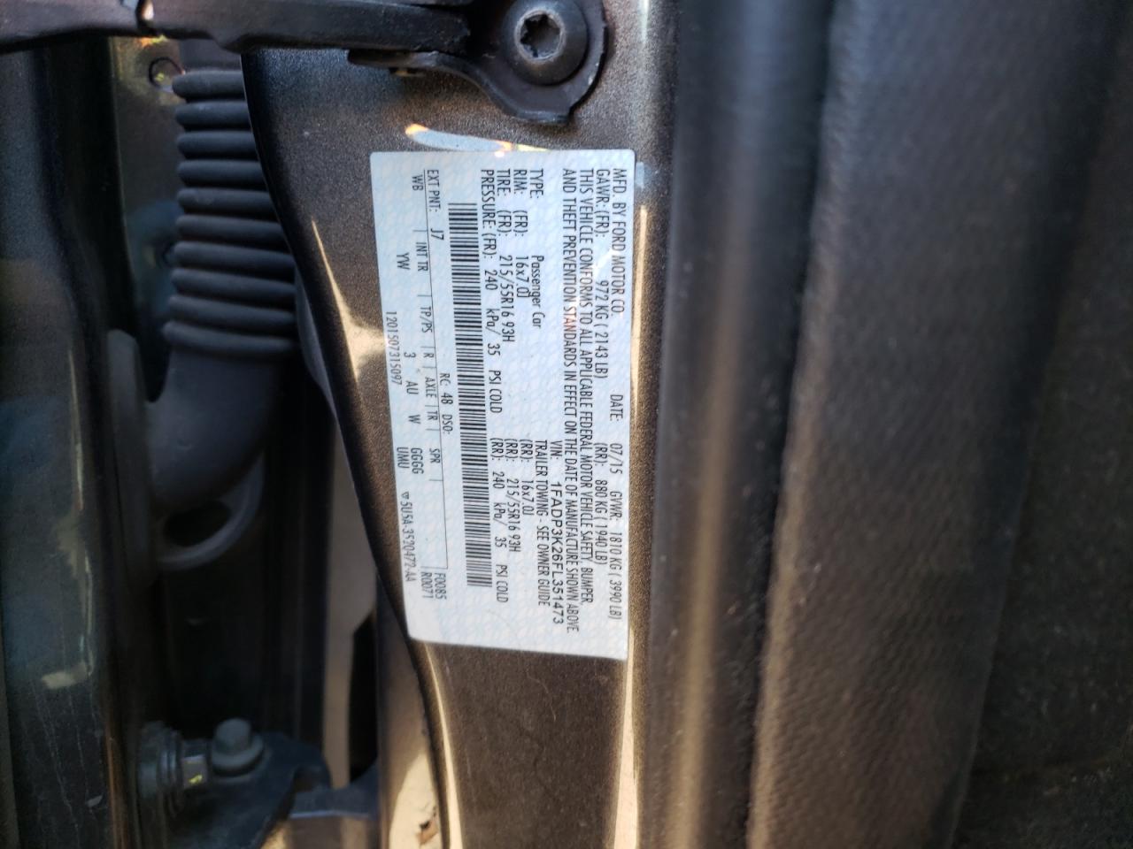 Photo 10 from auction – 2015 FORD FOCUS SE with VIN 1FADP3K26FL351473