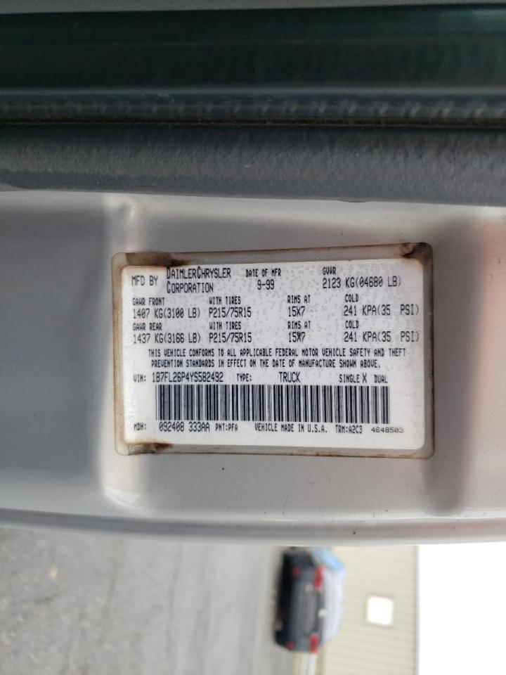 Photo 10 from auction – 2000 DODGE DAKOTA with VIN 1B7FL26P4YS582492