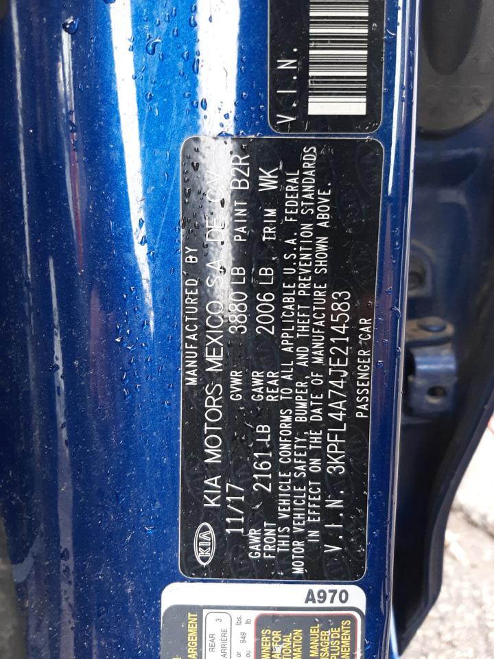 Photo 10 from auction – 2018 KIA FORTE LX with VIN 3KPFL4A74JE214583
