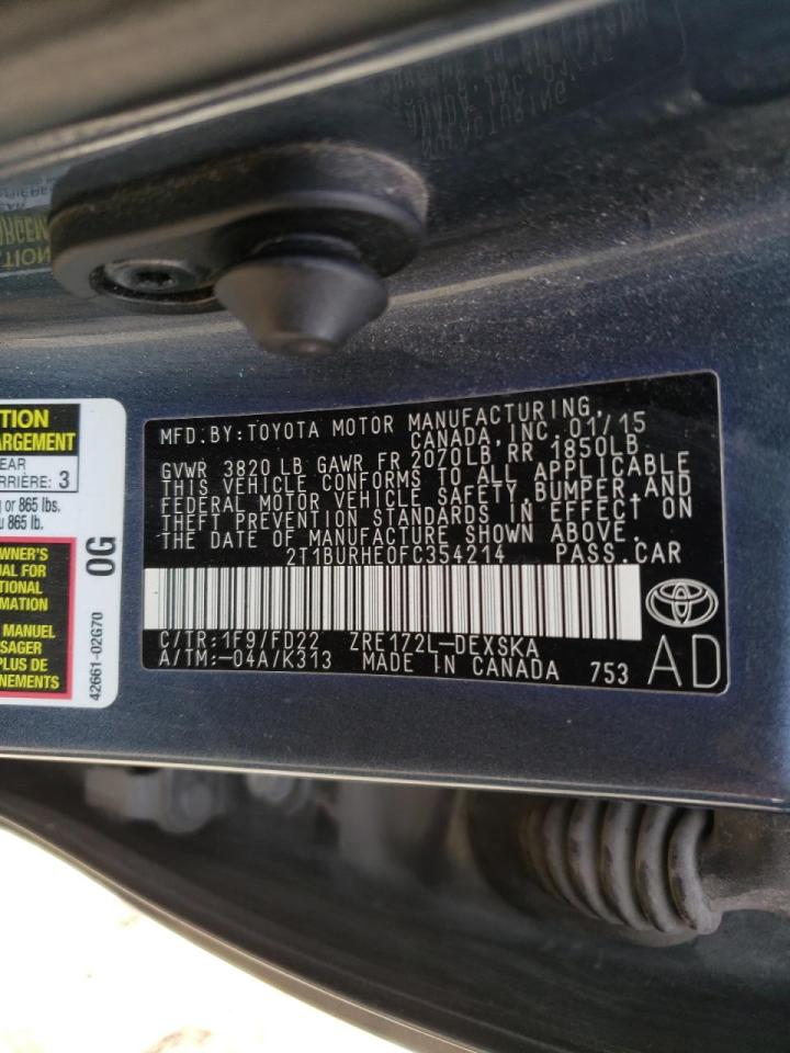 Photo 10 from auction – 2015 TOYOTA COROLLA L with VIN 2T1BURHE0FC354214