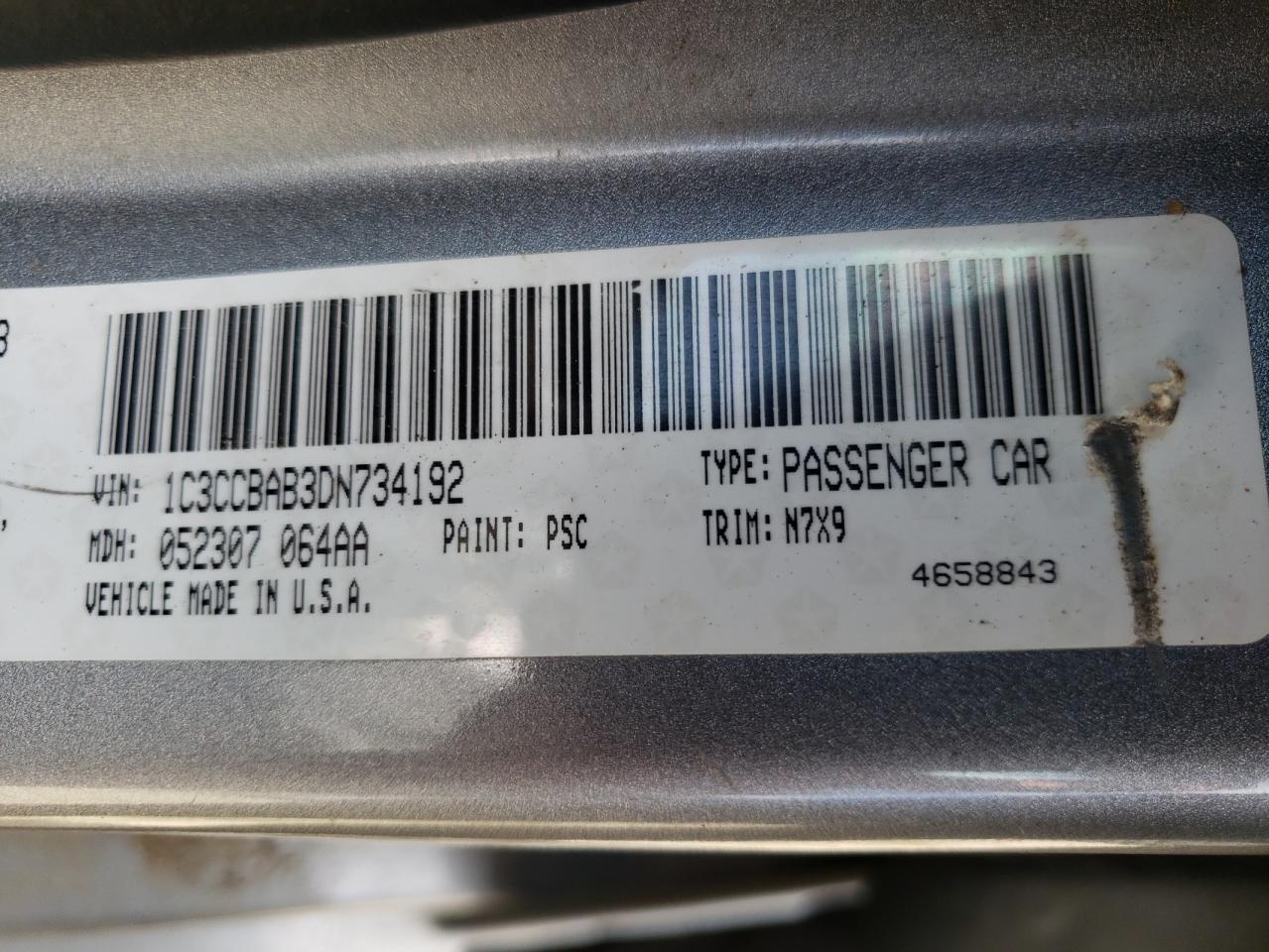Photo 10 from auction – 2013 CHRYSLER 200 LX with VIN 1C3CCBAB3DN734192