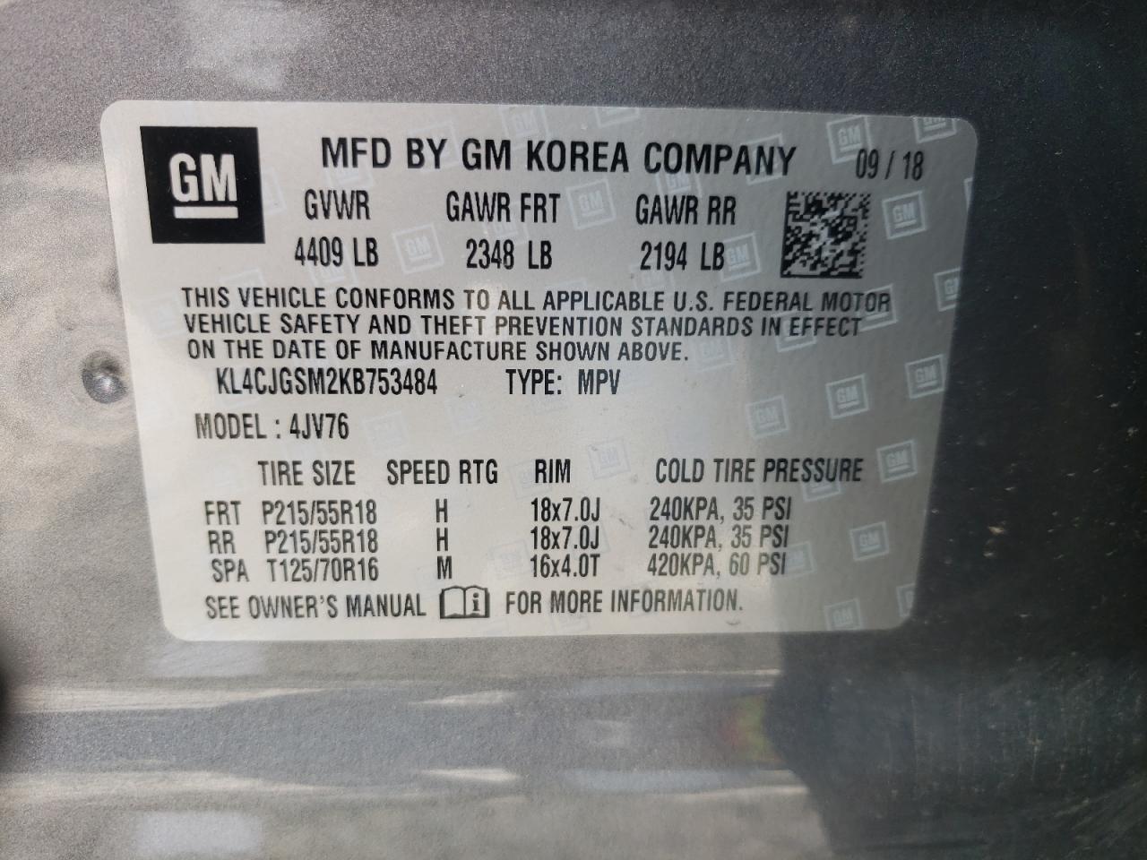Photo 10 from auction – 2019 BUICK ENCORE ESS with VIN KL4CJGSM2KB753484