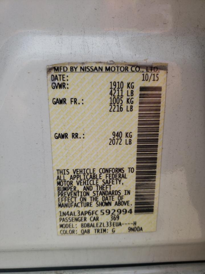 Photo 10 from auction – 2015 NISSAN ALTIMA 2.5 with VIN 1N4AL3AP6FC592994