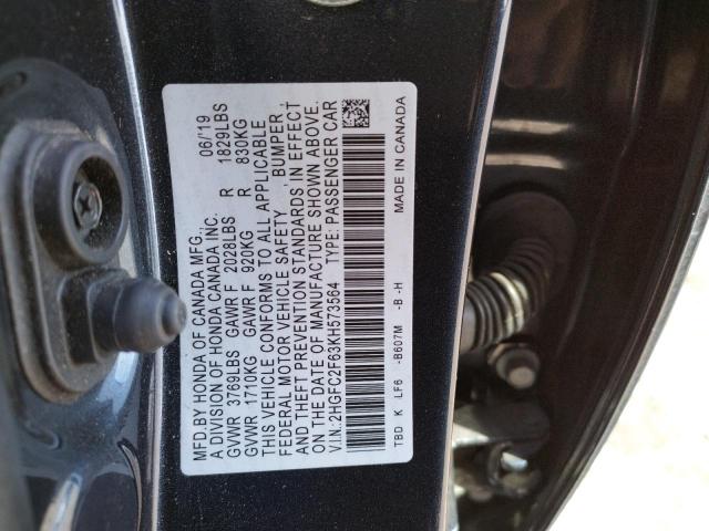 Photo 10 from auction – 2019 HONDA CIVIC LX with VIN 2HGFC2F63KH573564