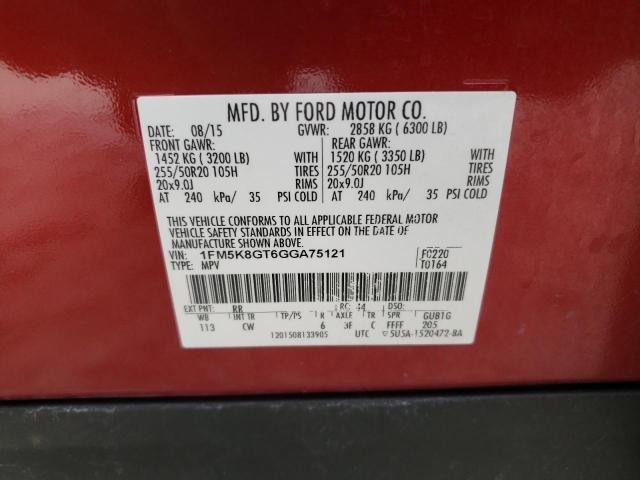 Photo 10 from auction – 2016 FORD EXPLORER S with VIN 1FM5K8GT6GGA75121
