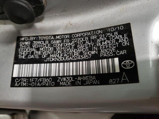 Photo 10 from auction – 2010 TOYOTA PRIUS with VIN JTDKN3DU5A0243457