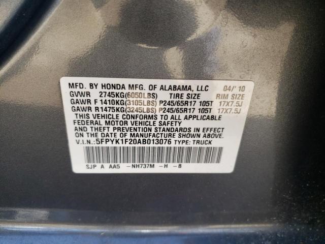 Photo 10 from auction – 2010 HONDA RIDGELINE with VIN 5FPYK1F20AB013076