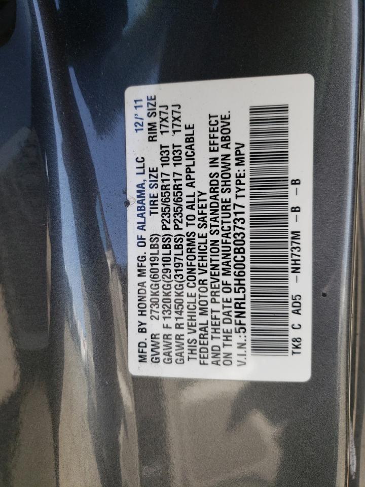 Photo 10 from auction – 2012 HONDA ODYSSEY EX with VIN 5FNRL5H60CB037317