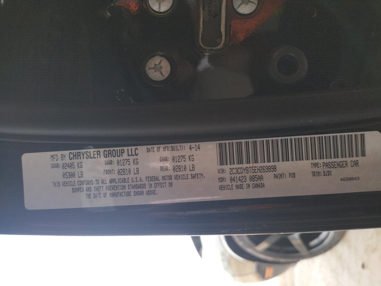 Photo 10 from auction – 2014 DODGE CHALLENGER with VIN 2C3CDYBT5EH269898