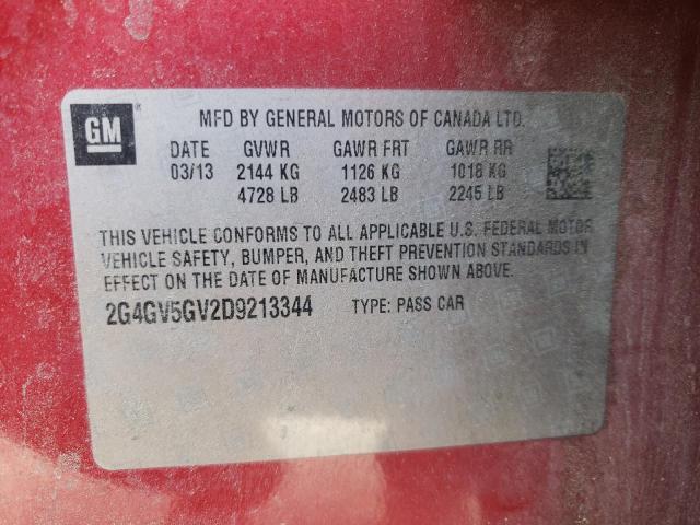 Photo 10 from auction – 2013 BUICK REGAL GS with VIN 2G4GV5GV2D9213344