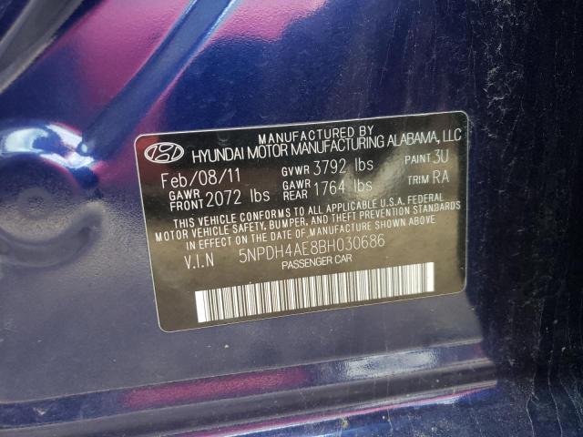 HYUNDAI ELANTRA GL 2011 with VIN 5NPDH4AE8BH030686 - Photo from auction