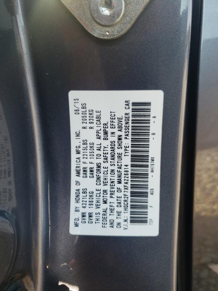 Photo 10 from auction – 2015 HONDA ACCORD EX with VIN 1HGCR2F7XFA226814