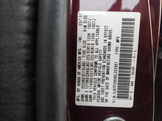 Photo 8 from auction – 2014 HONDA CROSSTOUR with VIN 5J6TF2H59EL002997
