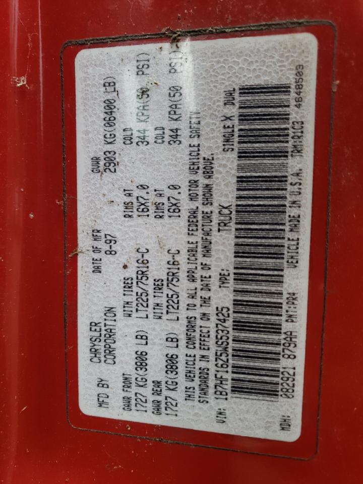 Photo 10 from auction – 1998 DODGE RAM 1500 with VIN 1B7HF16Z5WS537425