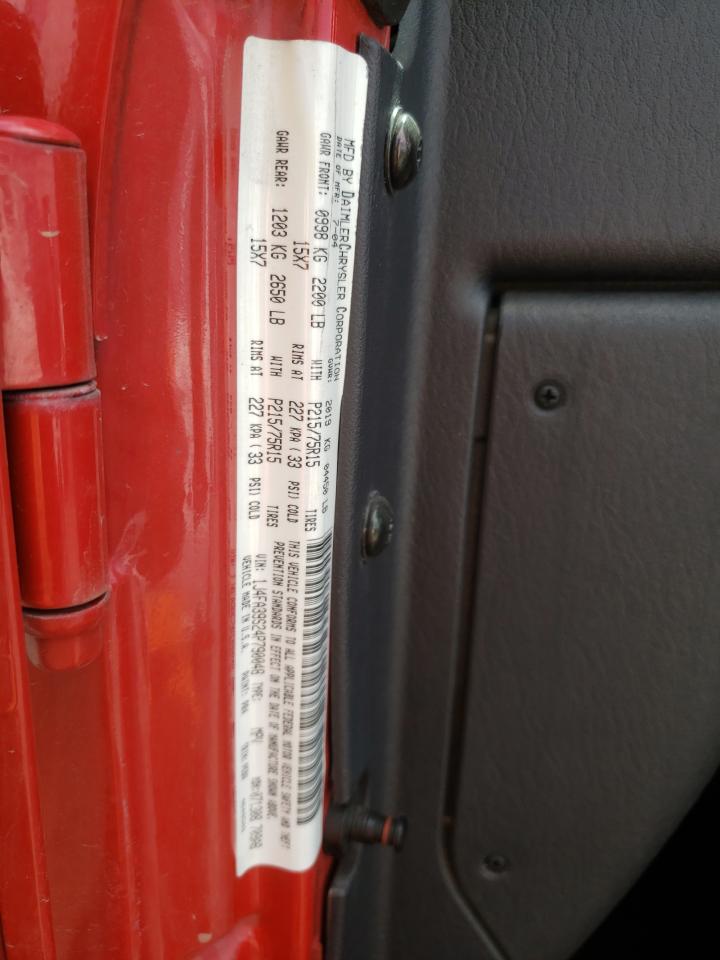 Photo 10 from auction – 2004 JEEP WRANGLER X with VIN 1J4FA39S24P790048