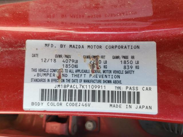Photo 10 from auction – 2019 MAZDA PROTEGE with VIN JM1BPACL7K1109911