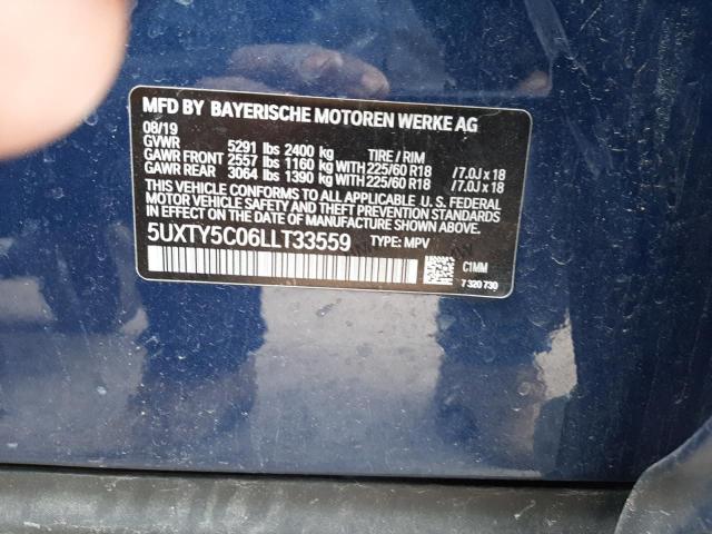 Photo 10 from auction – 2020 BMW X3 XDRIVE3 with VIN 5UXTY5C06LLT33559