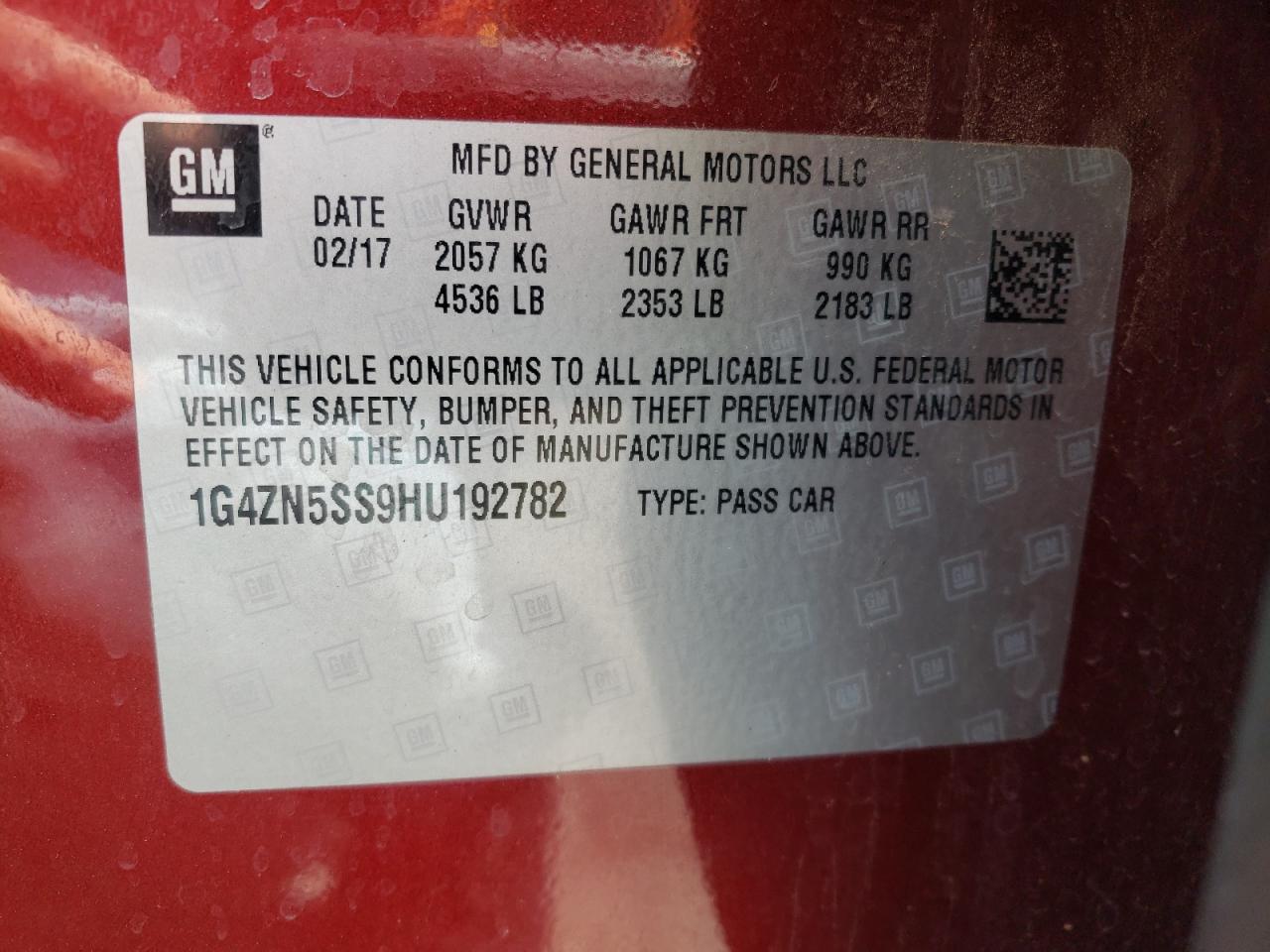 Photo 10 from auction – 2017 BUICK LACROSSE P with VIN 1G4ZN5SS9HU192782