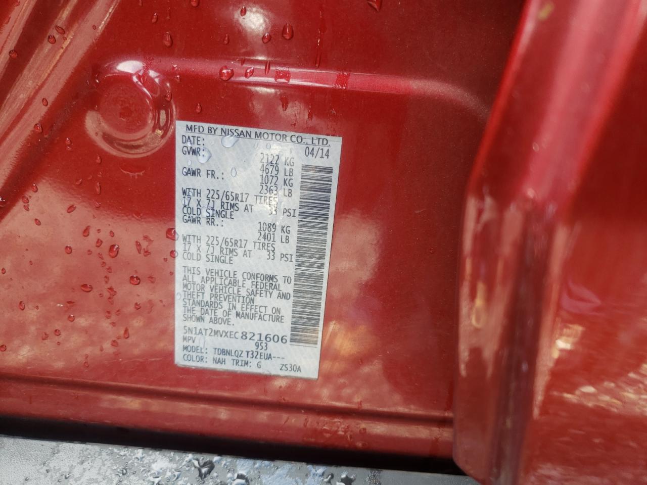 Photo 10 from auction – 2014 NISSAN ROGUE S with VIN 5N1AT2MVXEC821606