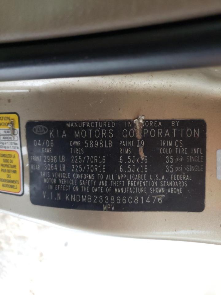 Photo 10 from auction – 2006 KIA SEDONA EX with VIN KNDMB233866081476