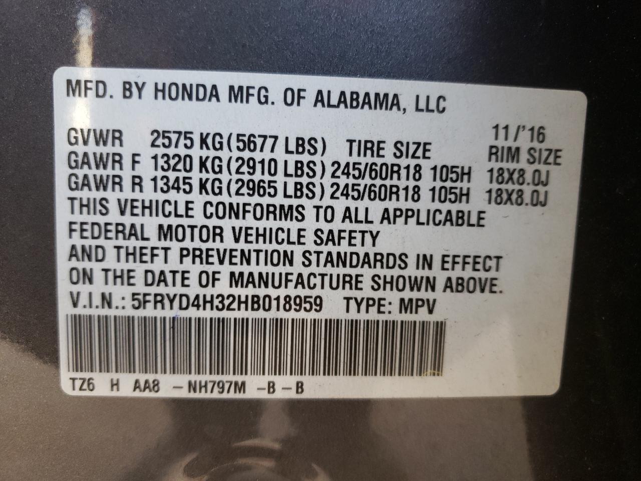 Photo 10 from auction – 2017 ACURA MDX with VIN 5FRYD4H32HB018959
