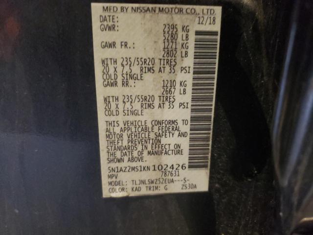 Photo 10 from auction – 2019 NISSAN MURANO S with VIN 5N1AZ2MS1KN102426