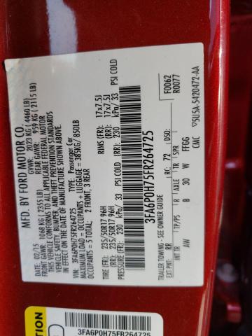 Photo 10 from auction – 2015 FORD FUSION SE with VIN 3FA6P0H75FR264725