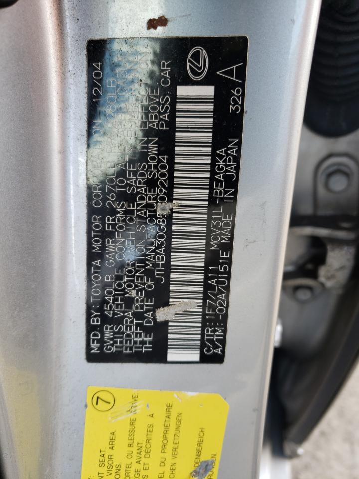 Photo 10 from auction – 2005 LEXUS ES 330 with VIN JTHBA30G855092004