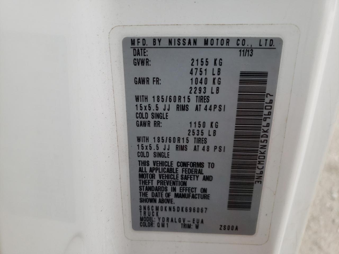Photo 10 from auction – 2013 NISSAN NV200 2.5S with VIN 3N6CM0KN5DK696067