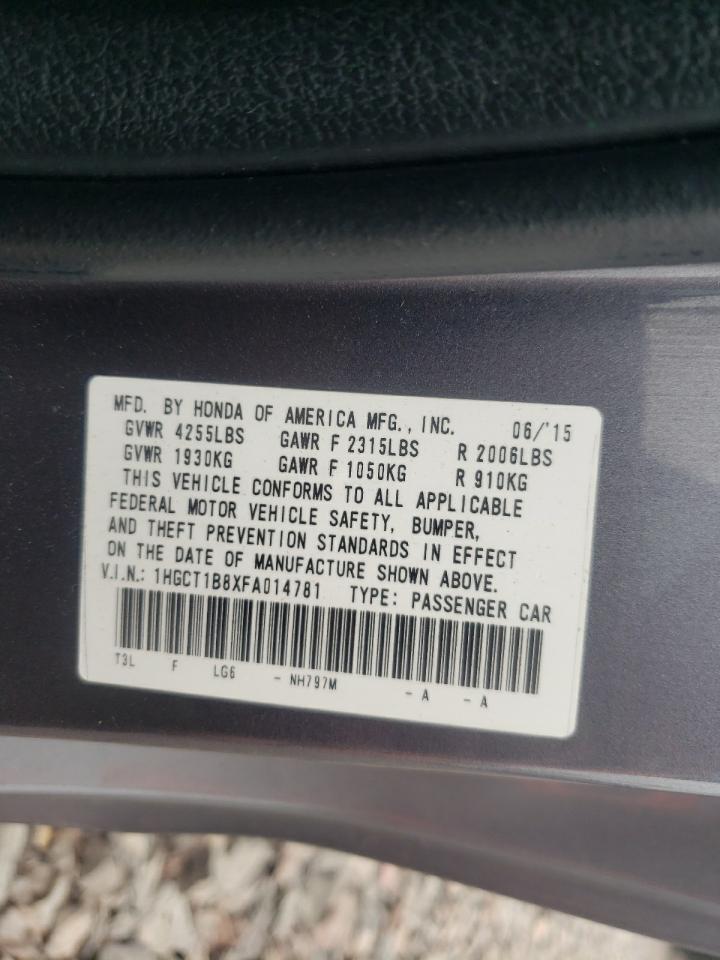 Photo 10 from auction – 2015 HONDA ACCORD EXL with VIN 1HGCT1B8XFA014781
