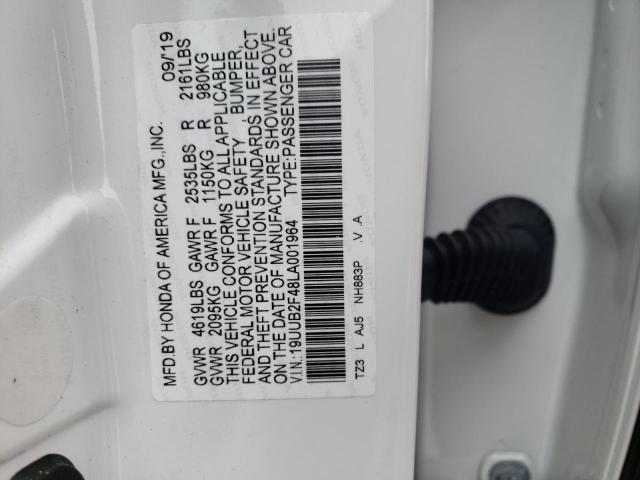 Photo 10 from auction – 2020 ACURA TLX TECHNO with VIN 19UUB2F48LA001964