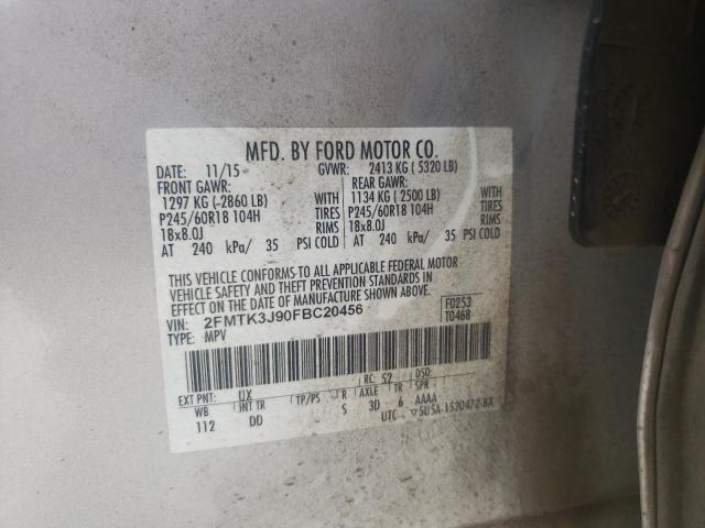 Photo 10 from auction – 2015 FORD EDGE SEL with VIN 2FMTK3J90FBC20456
