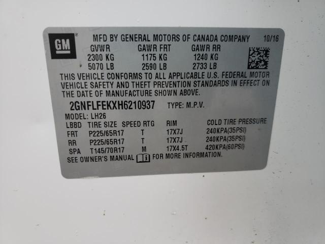 Photo 10 from auction – 2017 CHEVROLET EQUINOX LT with VIN 2GNFLFEKXH6210937