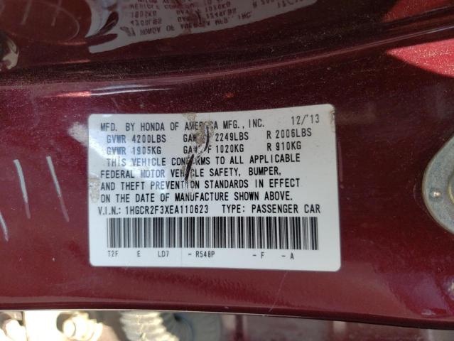 Photo 10 from auction – 2014 HONDA ACCORD with VIN 1HGCR2F3XEA110623